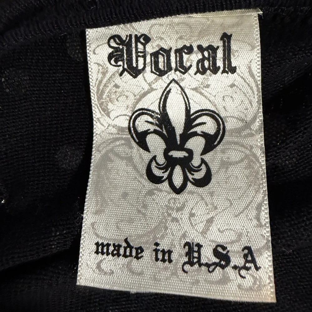 Vocal Black Long Vest with Rhinestone & Metal Studded Design, Size Large - Picture 8 of 9